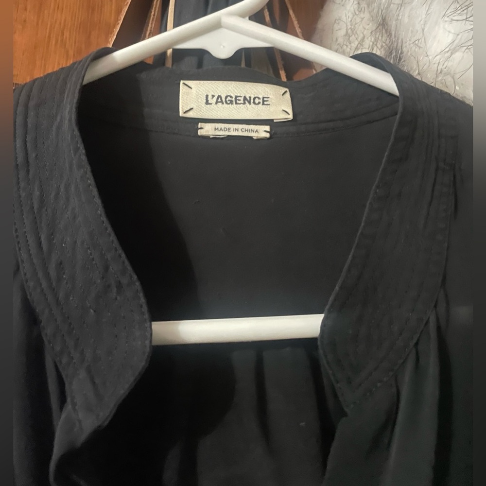 L'AGENCE Black Long-Sleeve Semi Sheer 100% Silk Blouse 🖤 - Picture 3 of 5